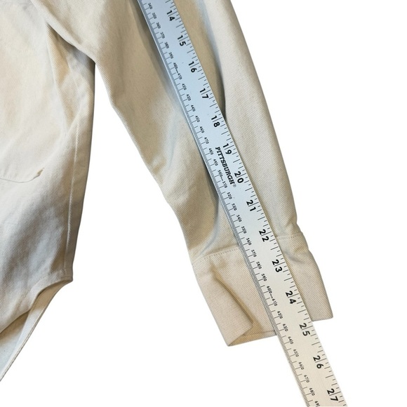 Lucette Cotton Retro Pearl Snap Button Shirt Cream and Tan Womens Size XS - Picture 5 of 7